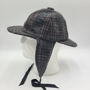 E1 Vintage Jonathan Richard Irish Trapper Hat Plaid Wool Ireland L Flaps
